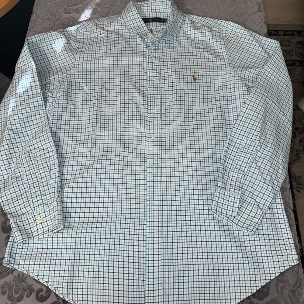 Polo Ralph Lauren Men's 100% cotton Green Plaid Button Down Shirt Sz xl